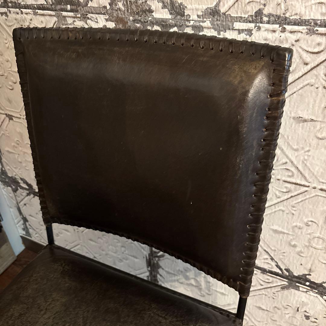 アイアン脚　レザー 本革　アンティーク風チェア