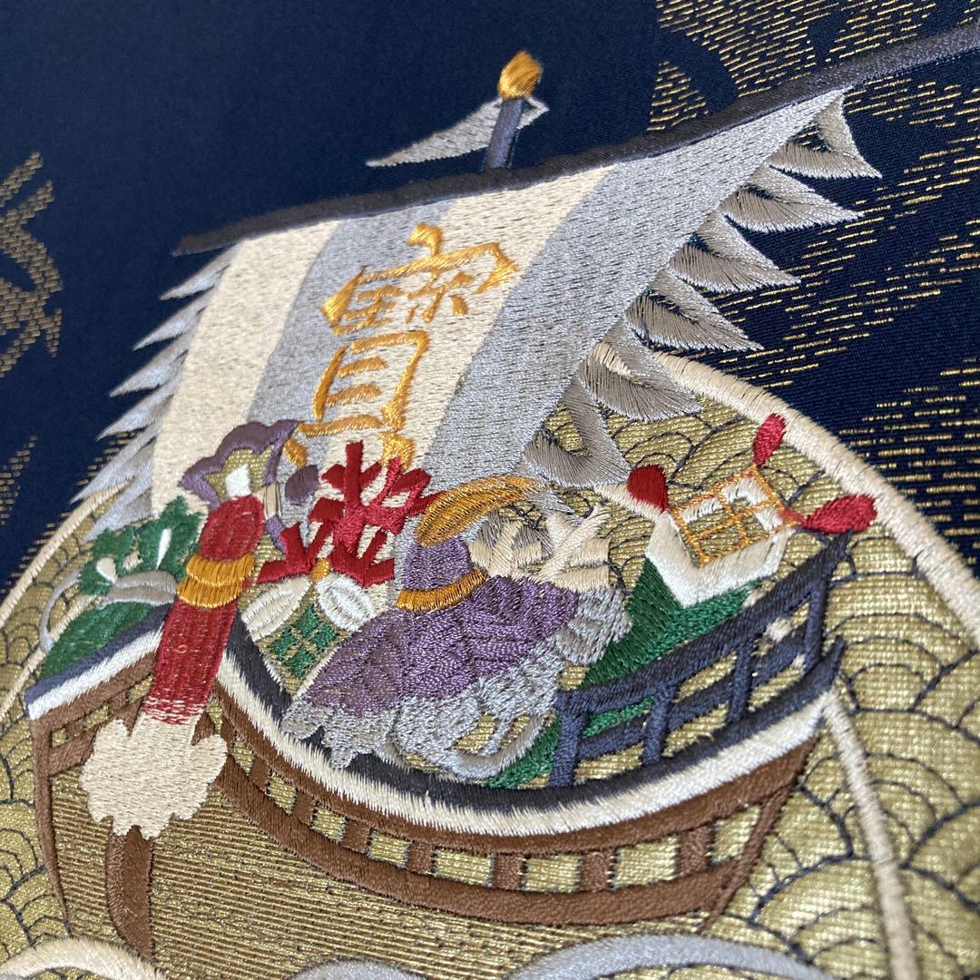 【美品】逸品　高級刺繍　正絹　初着　宝船