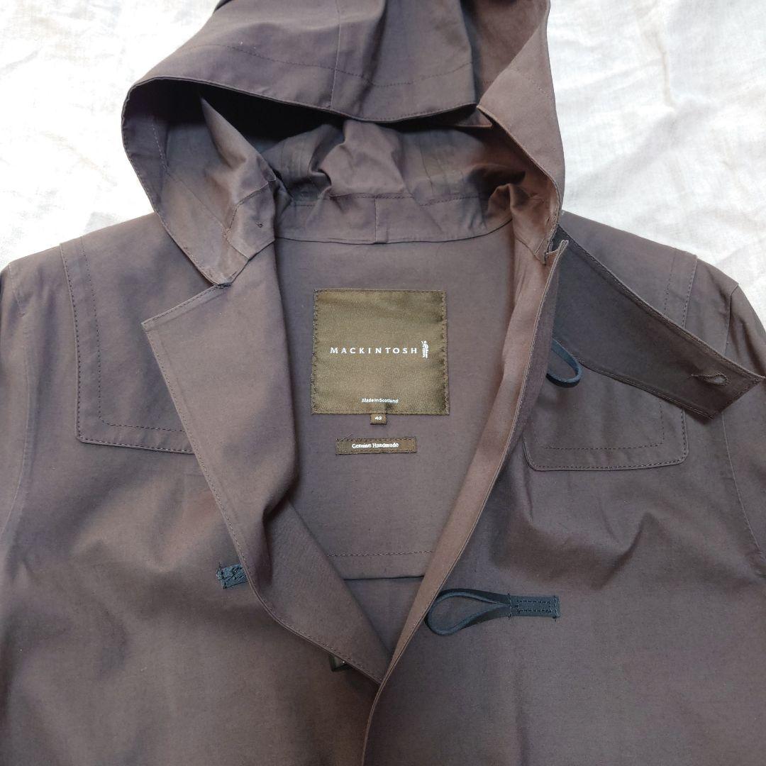 MACKINTOSH ゴム引き ダークブラウン フード付きダッフルコート 42