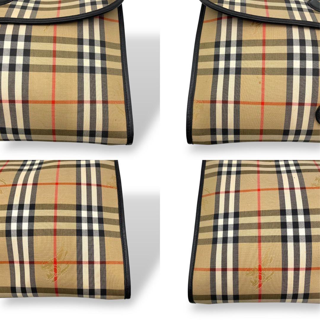 美品　バーバリー　クラッチバッグ　PCケース　ノバチェック　シャドー　レザー