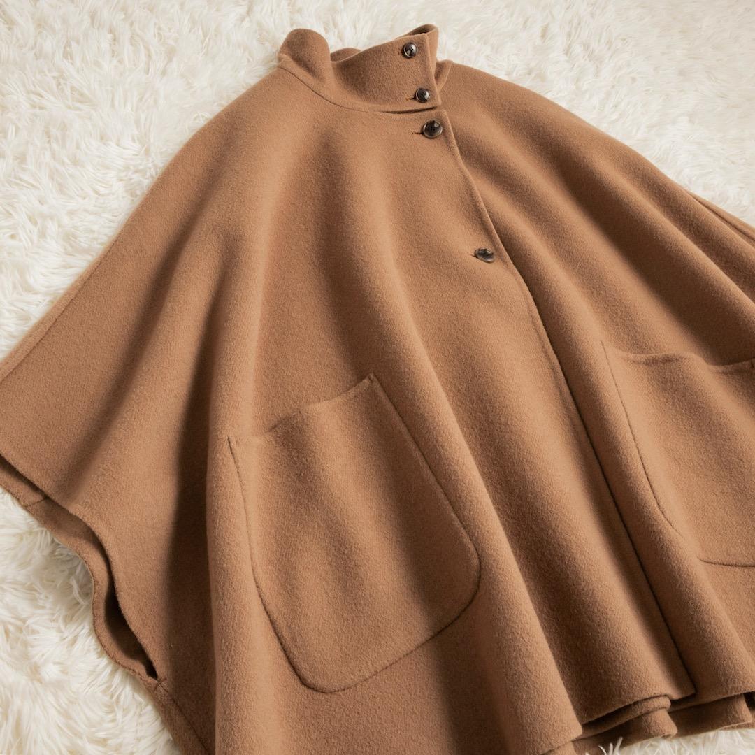 SLOBE IENA 23AW スタンドカラーダブルフェイスポンチョ キャメル