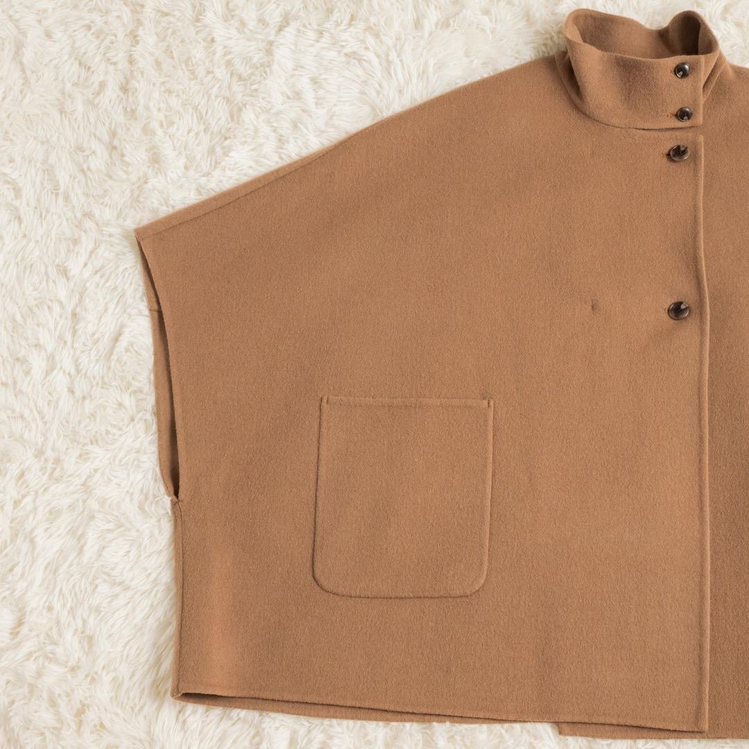 SLOBE IENA 23AW スタンドカラーダブルフェイスポンチョ キャメル