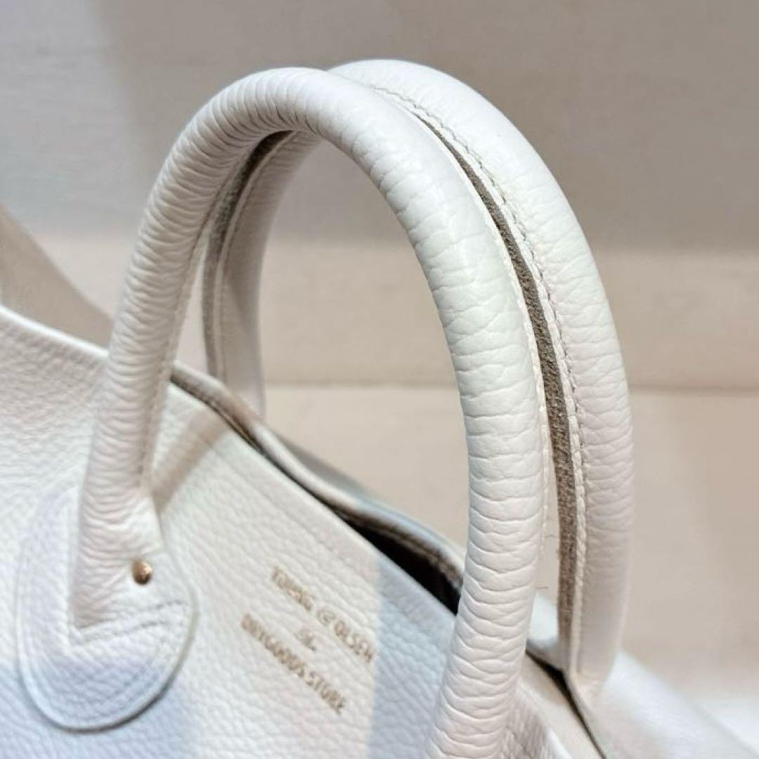 【美品】YOUNG&OLSEN エンボスドレザートート　M オフホワイト
