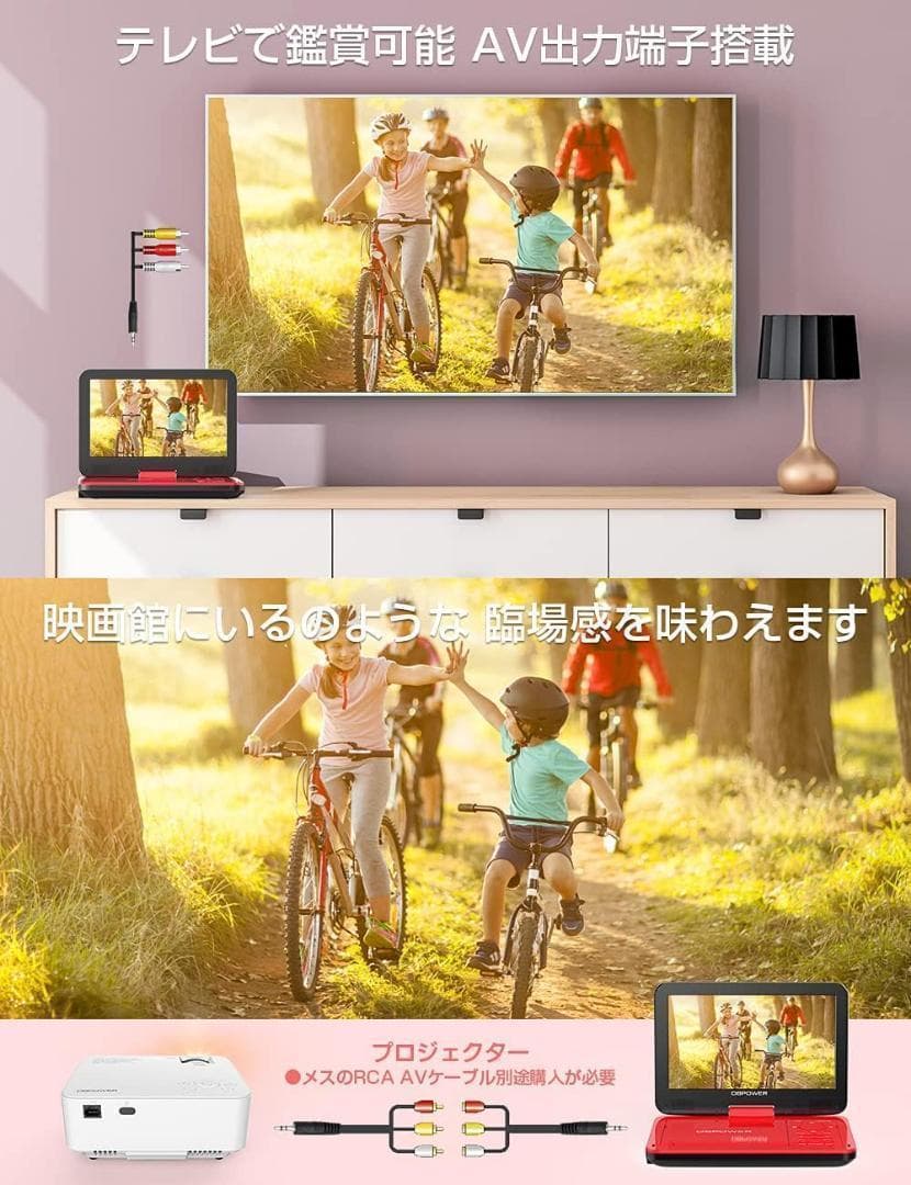 最終価格✨ポータブルDVDプレーヤー 12.5型 車載用ホルダー付き 10