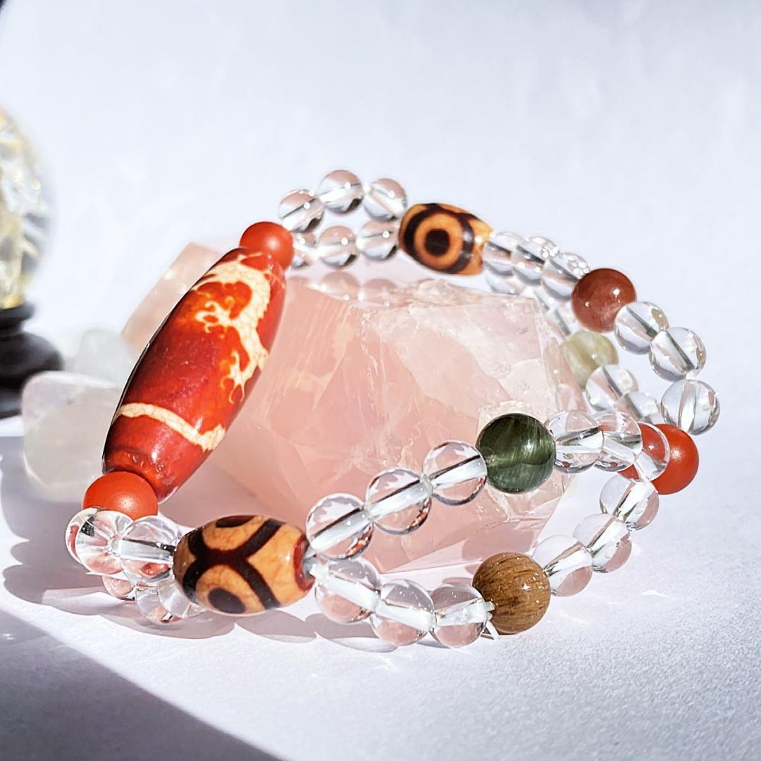 【二連でパワーアップ】天珠 福寿禄 天然石ブレスレット