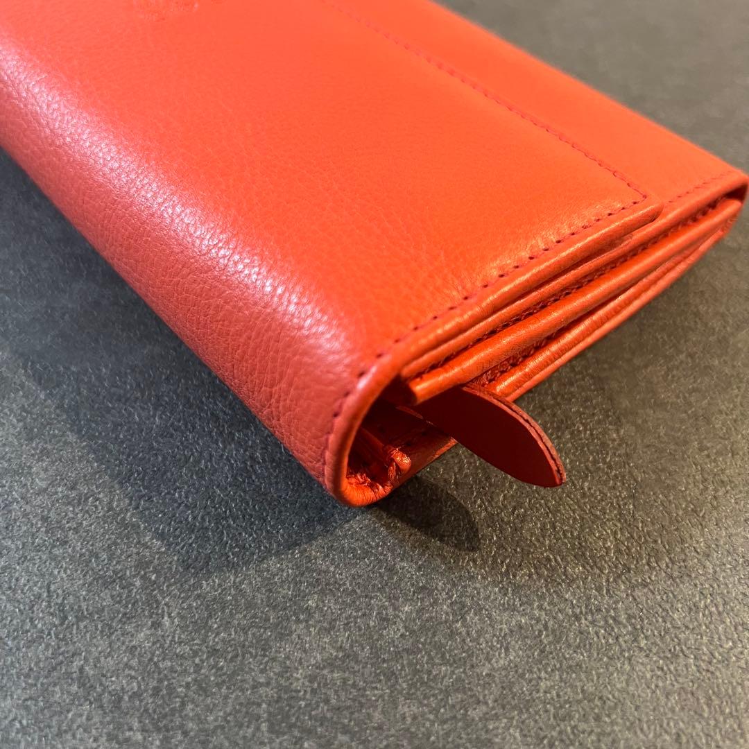 【未使用級】IL BISONTE　イルビゾンテ　長財布　オレンジ　レッド　レザー