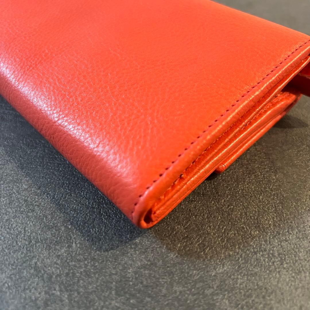 【未使用級】IL BISONTE　イルビゾンテ　長財布　オレンジ　レッド　レザー