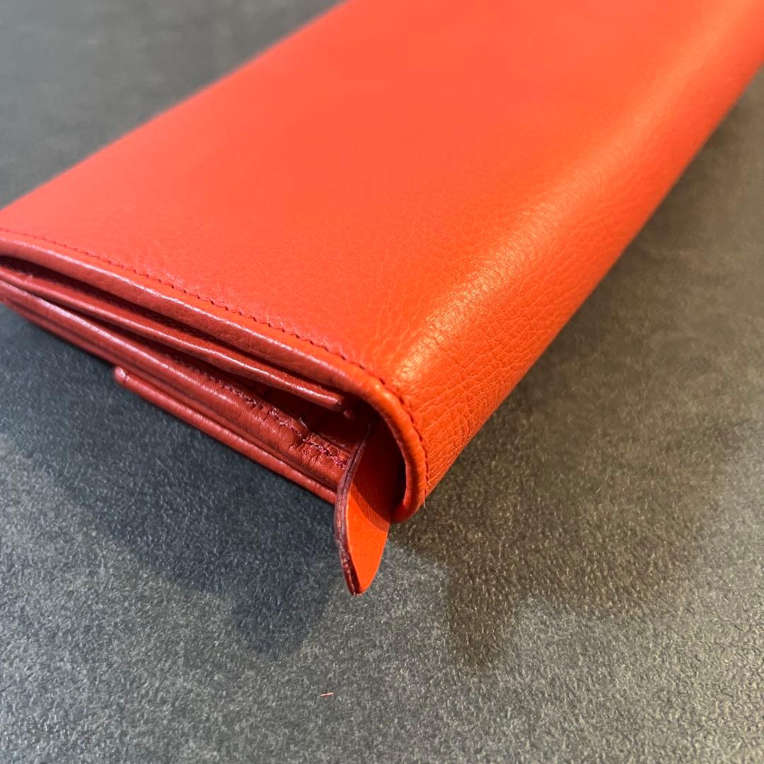 【未使用級】IL BISONTE　イルビゾンテ　長財布　オレンジ　レッド　レザー