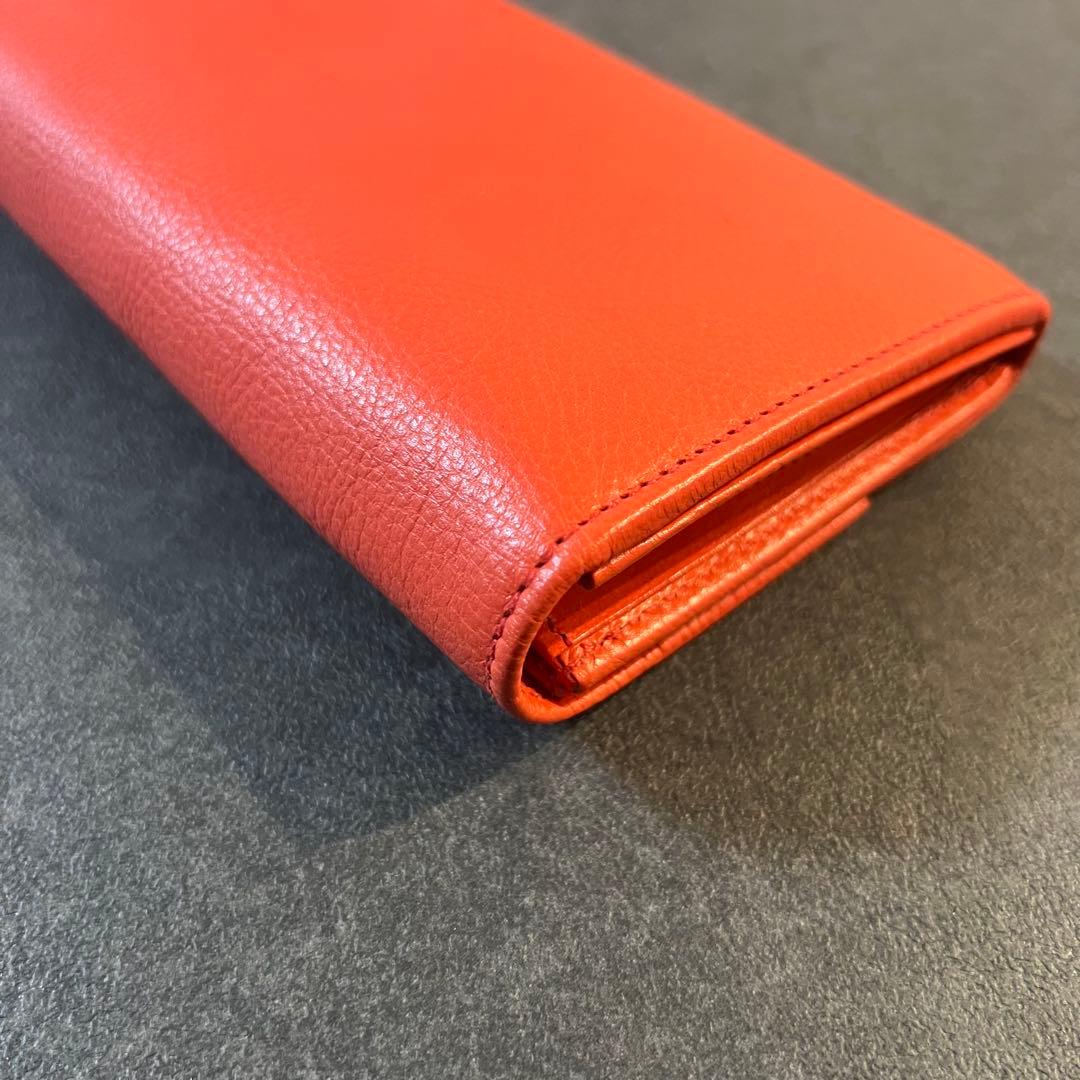 【未使用級】IL BISONTE　イルビゾンテ　長財布　オレンジ　レッド　レザー