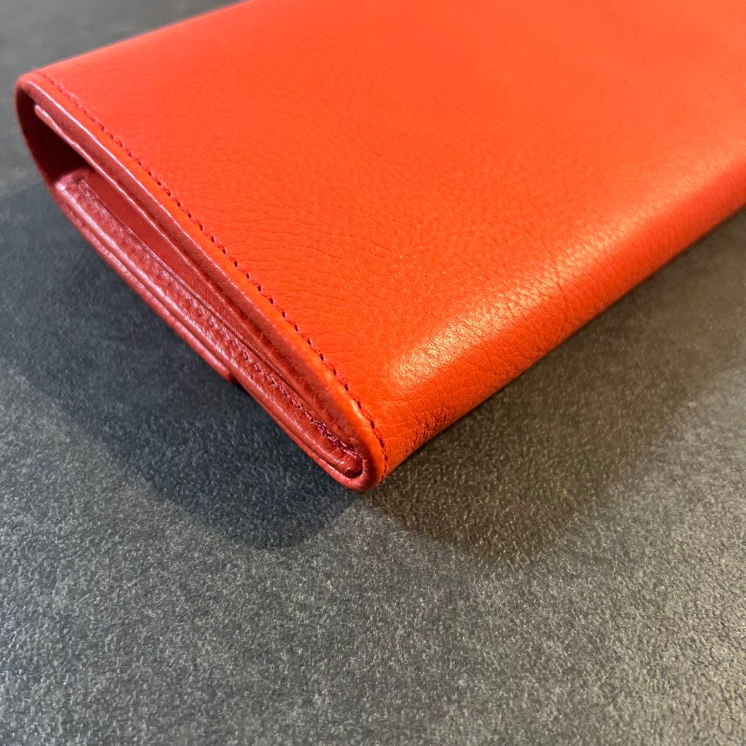 【未使用級】IL BISONTE　イルビゾンテ　長財布　オレンジ　レッド　レザー