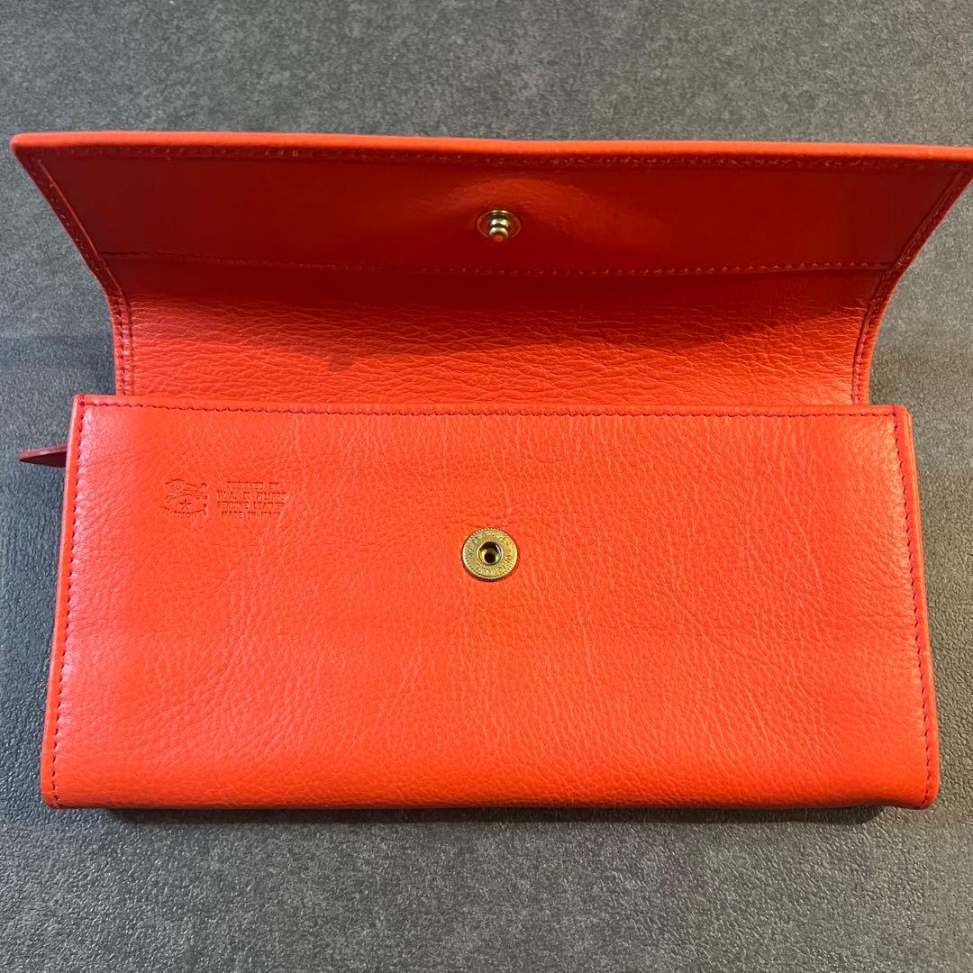 【未使用級】IL BISONTE　イルビゾンテ　長財布　オレンジ　レッド　レザー