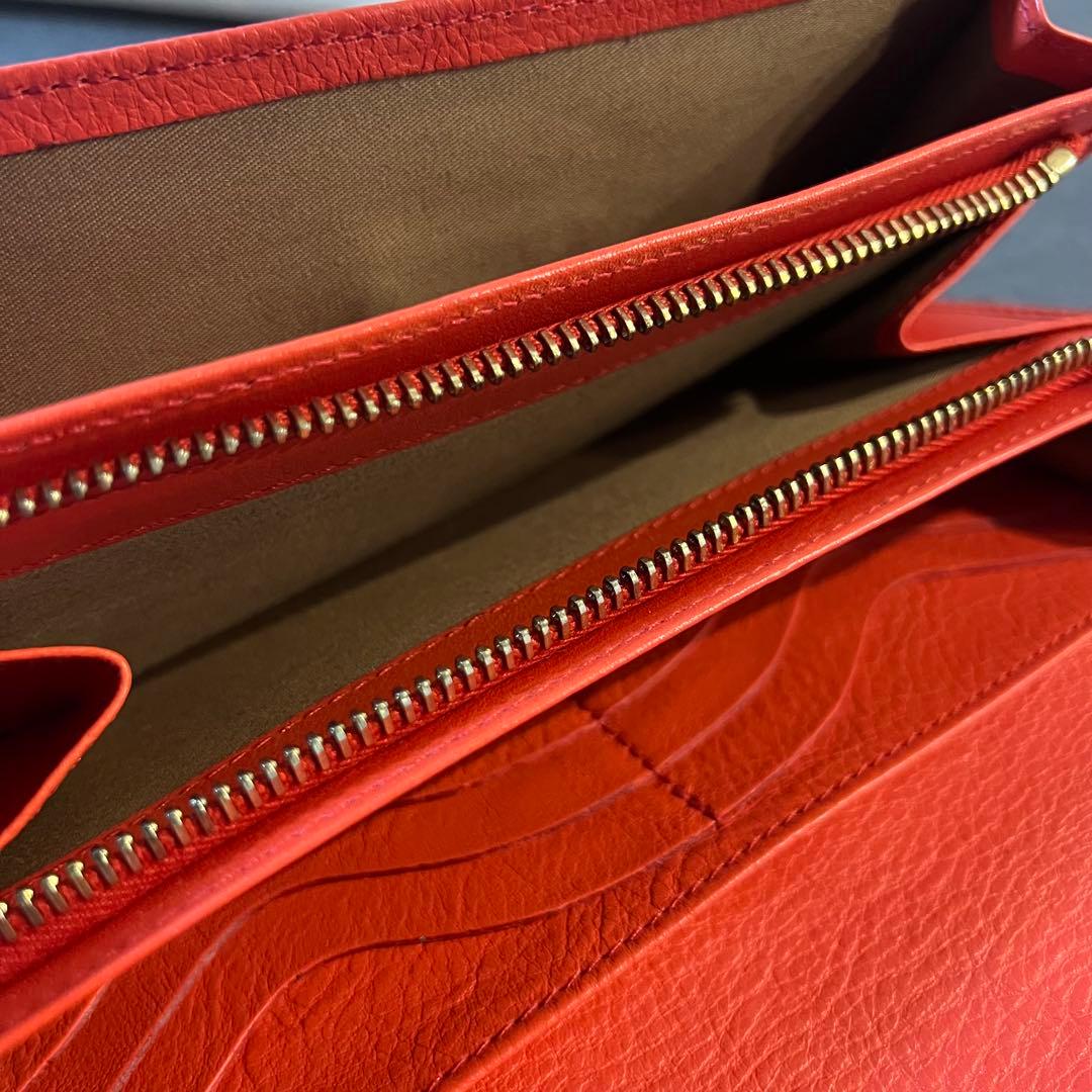 【未使用級】IL BISONTE　イルビゾンテ　長財布　オレンジ　レッド　レザー