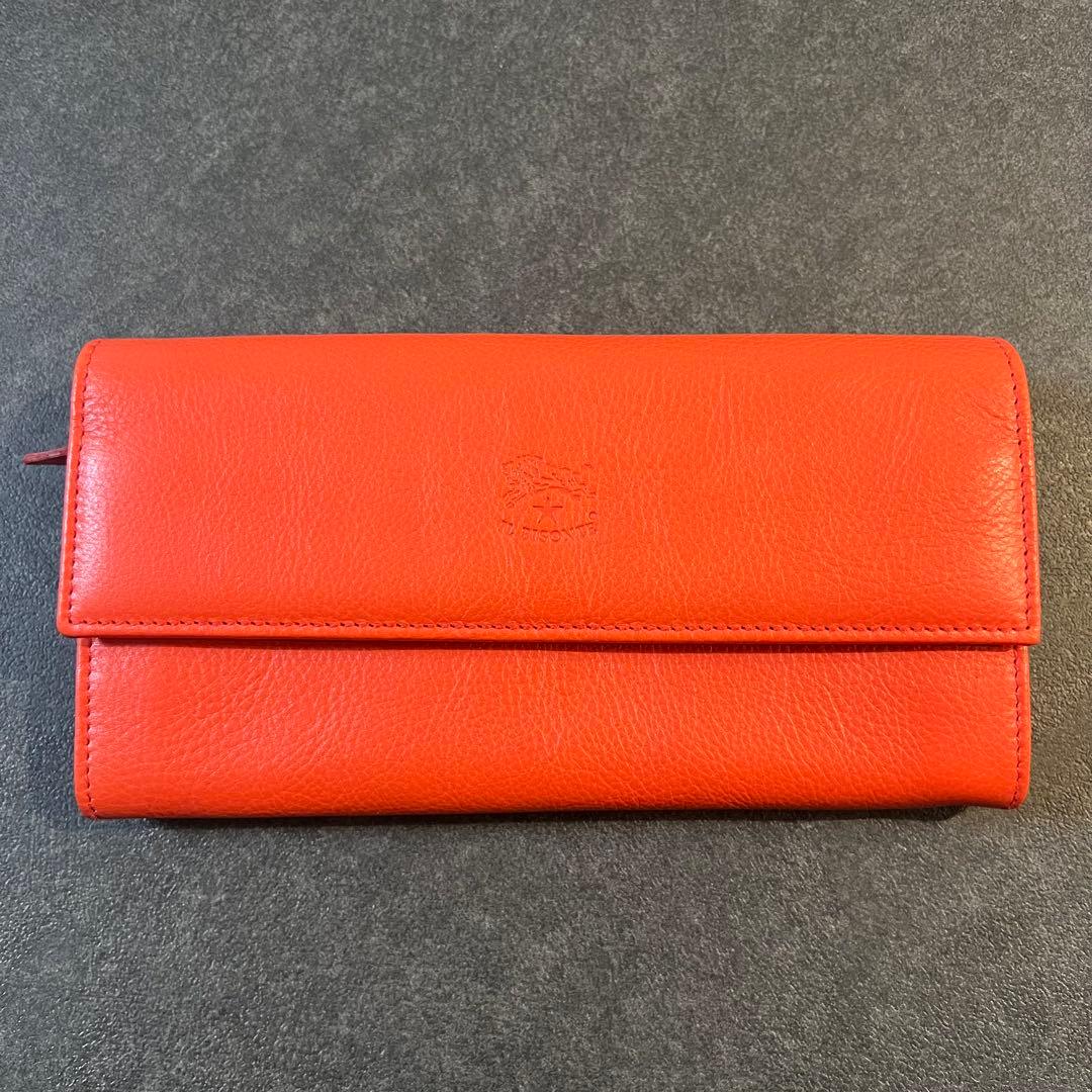 【未使用級】IL BISONTE　イルビゾンテ　長財布　オレンジ　レッド　レザー