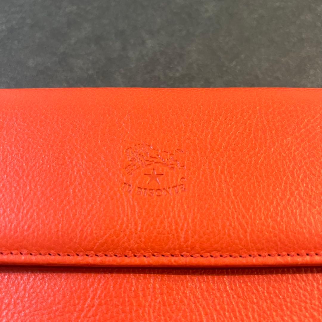 【未使用級】IL BISONTE　イルビゾンテ　長財布　オレンジ　レッド　レザー