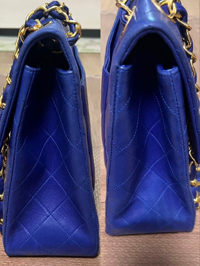 CHANEL ショルダーバッグ 青　マトラッセ　デカマトラッセ