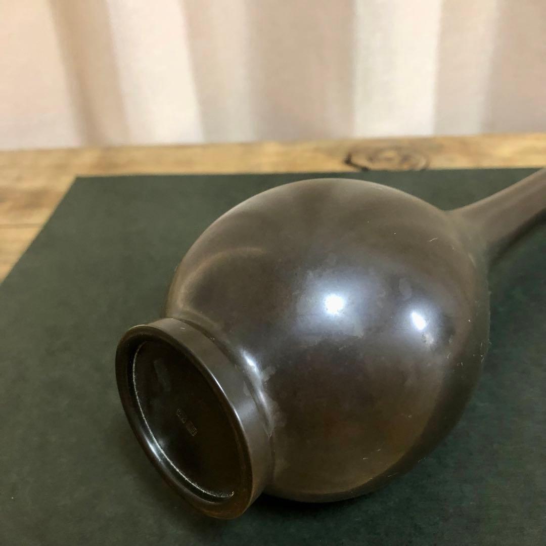 般若勘渓 唐銅鶴首花入 共箱 茶道具