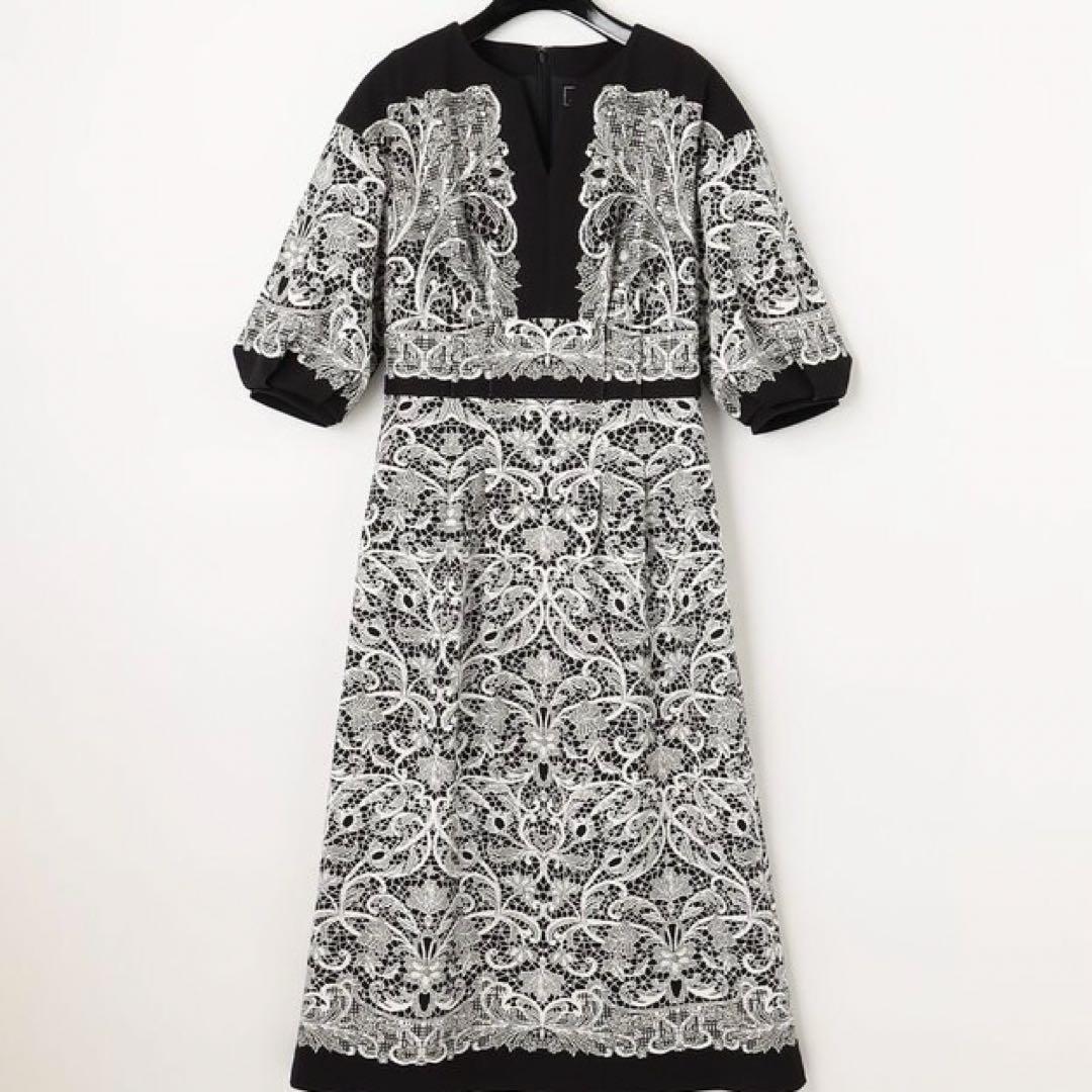 グレースコンチネンタル　レース柄　プリント　ワンピース