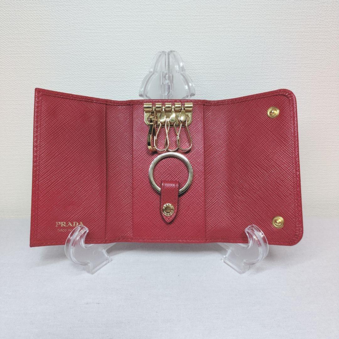 美品　PRADA プラダ ピンク レザー キーケース 4連 リング付　即出荷