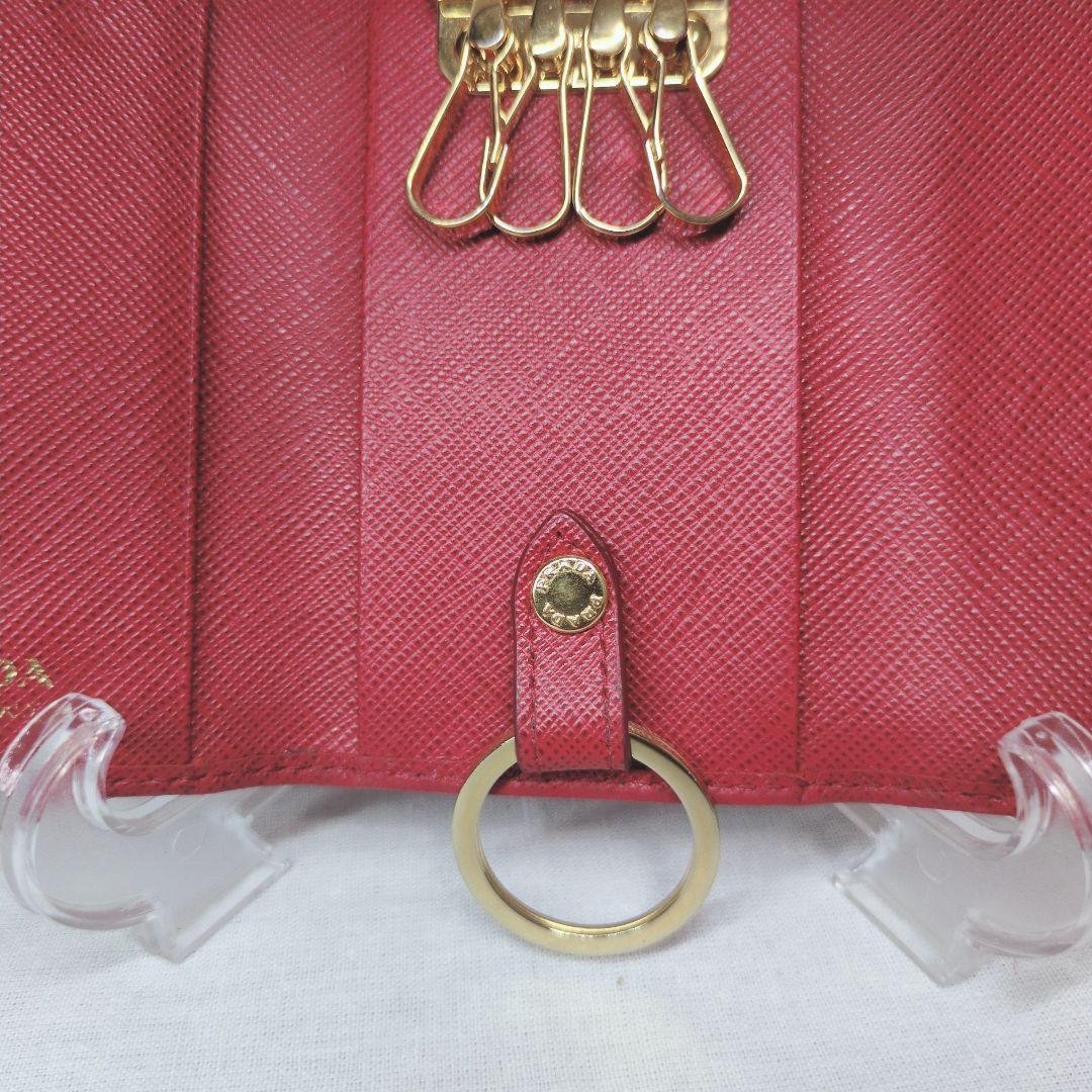 美品　PRADA プラダ ピンク レザー キーケース 4連 リング付　即出荷
