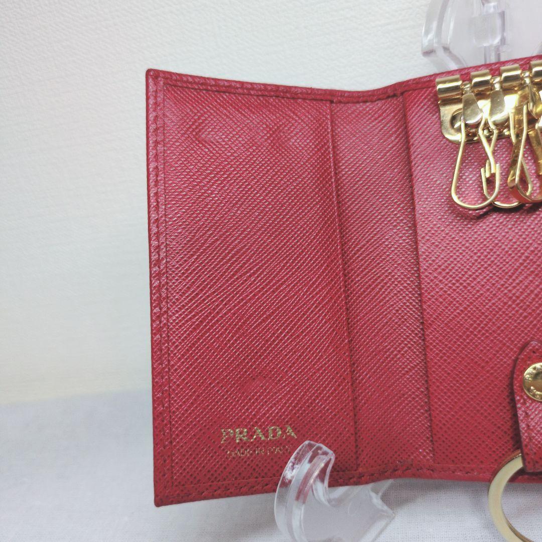 美品　PRADA プラダ ピンク レザー キーケース 4連 リング付　即出荷