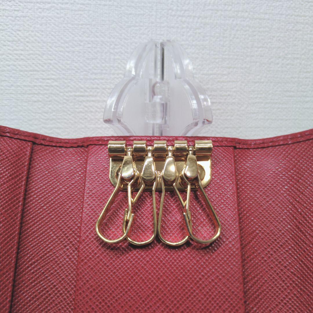 美品　PRADA プラダ ピンク レザー キーケース 4連 リング付　即出荷