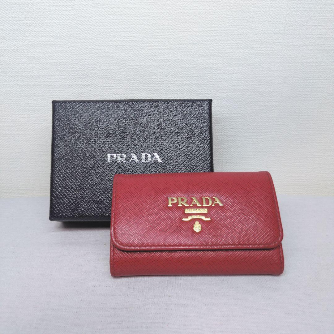 美品　PRADA プラダ ピンク レザー キーケース 4連 リング付　即出荷