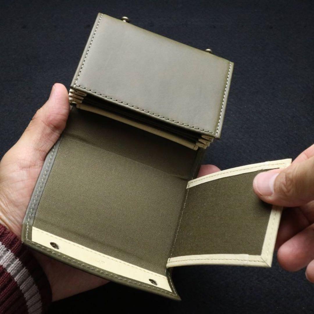 新品未使用 エムピウ millefoglie II P25 ミニ財布 グリージョ