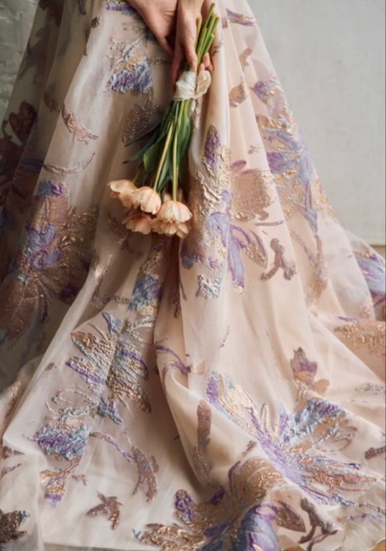 【期間限定値下げ】ドレスプロダクション2way総柄ジャガード パフスリーブドレス