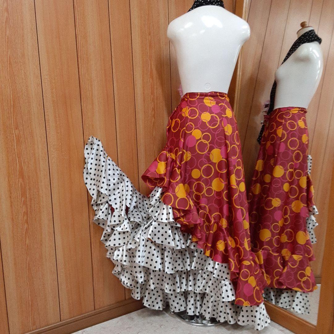 フラメンコ衣装　☆ファルダのみ　＊水玉が可愛いい豪華なファルダ