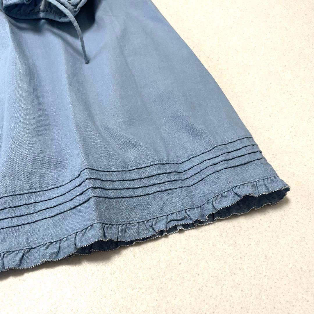 ピンクハウス デニム Aライン チュニック フリル ピンタック リボン