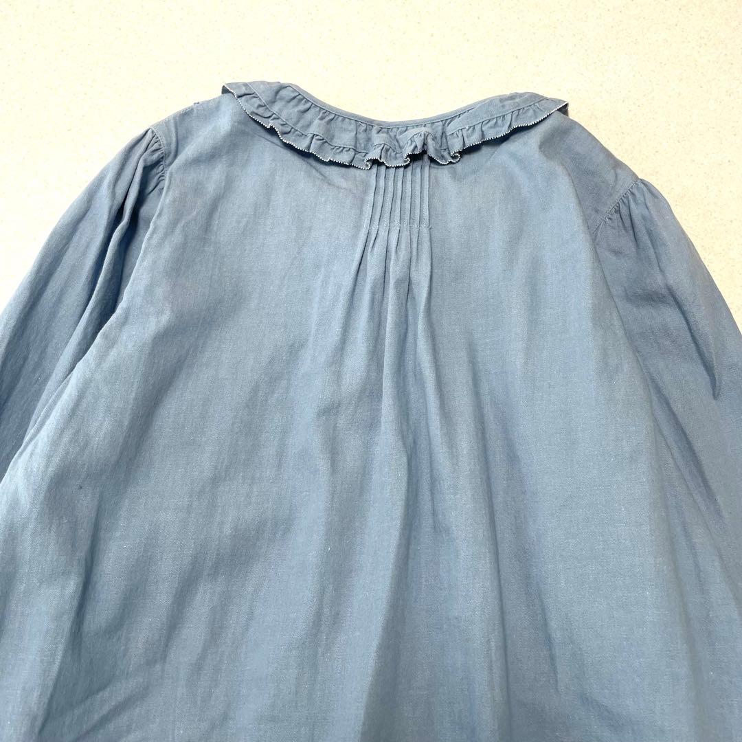 ピンクハウス デニム Aライン チュニック フリル ピンタック リボン