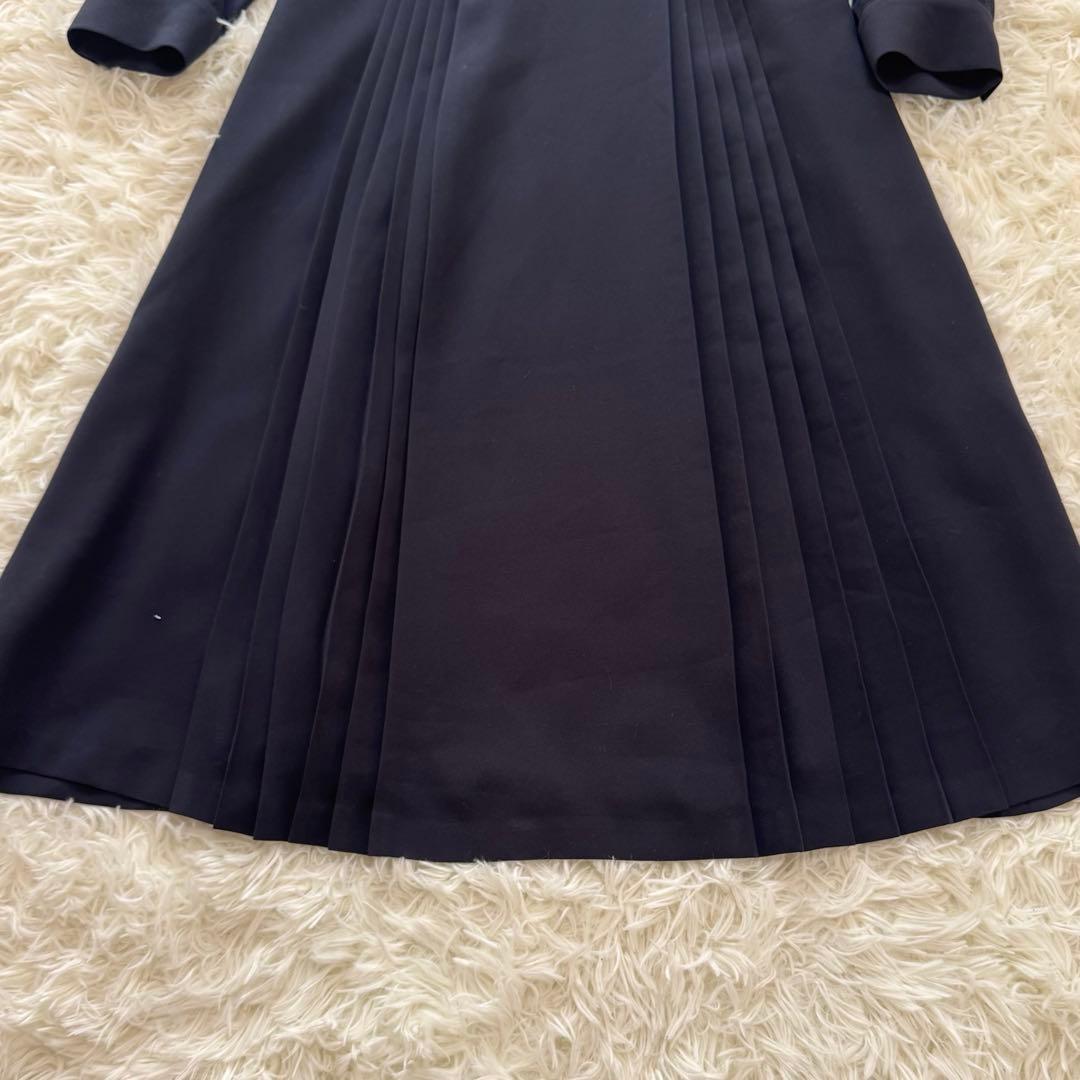 ストロベリーフィールズ ダブルプリーツワンピース ネイビー ベルト付 セレモニー