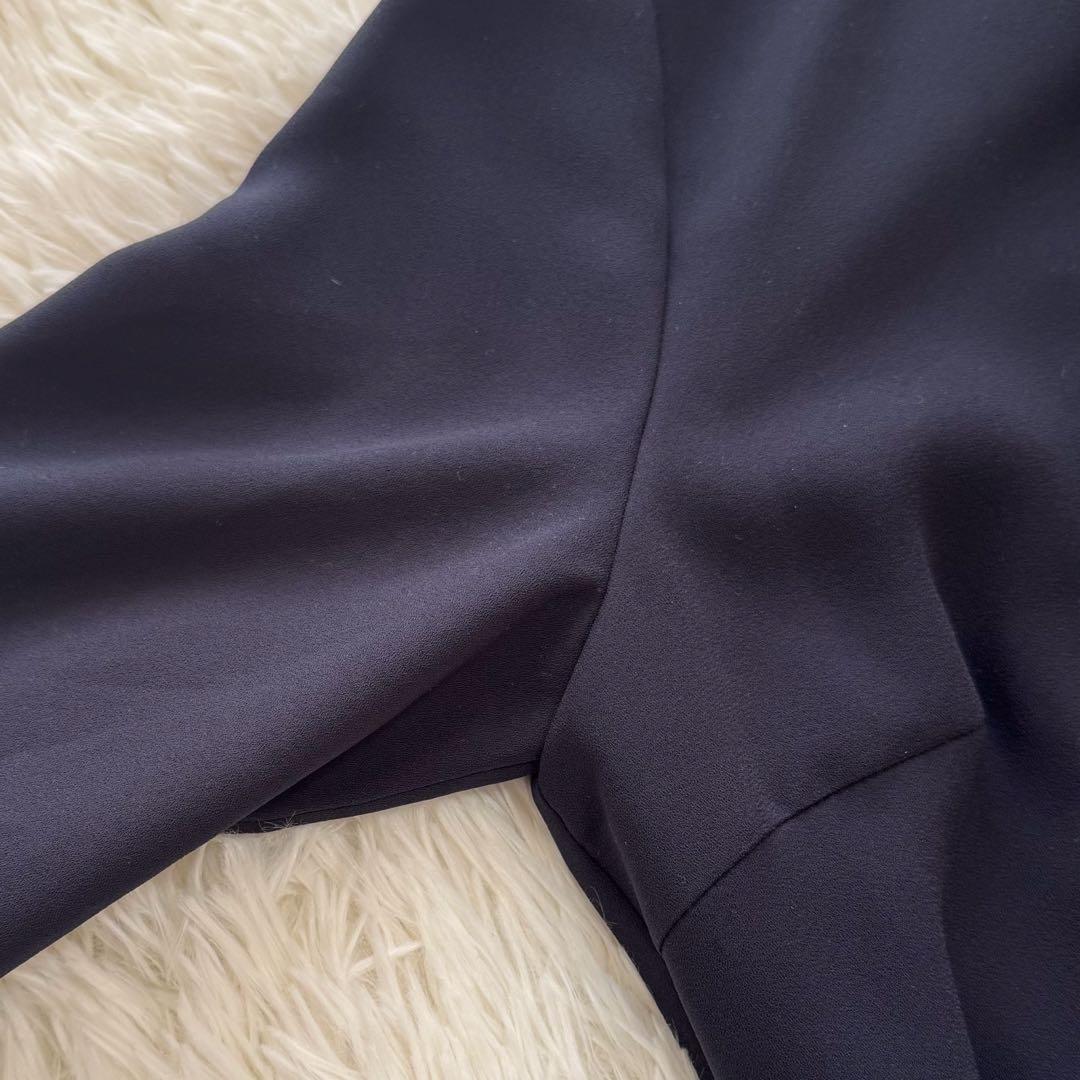 ストロベリーフィールズ ダブルプリーツワンピース ネイビー ベルト付 セレモニー