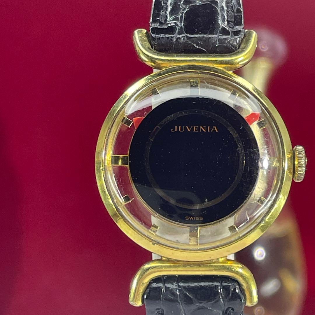 希少 70s JUVENIA ジュベニア ミステリーダイヤル裏スケ 手巻 腕時計