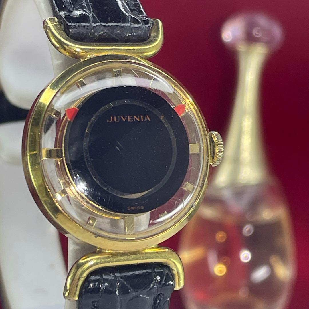 希少 70s JUVENIA ジュベニア ミステリーダイヤル裏スケ 手巻 腕時計