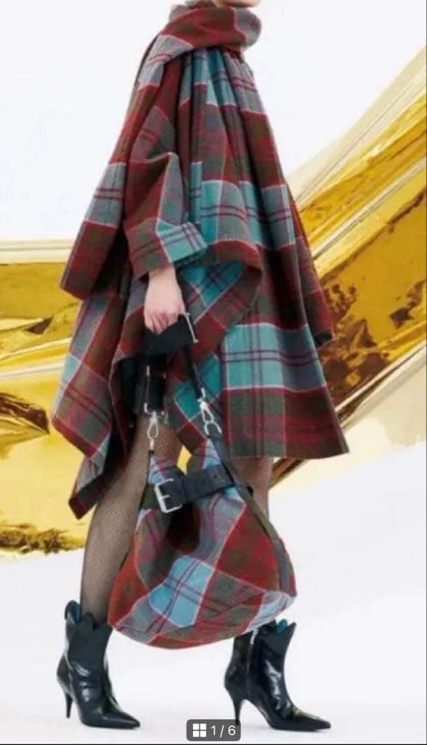 極美品✨ヴィヴィアンウエストウッド 変形ポンチョコート チェック マフラー付き