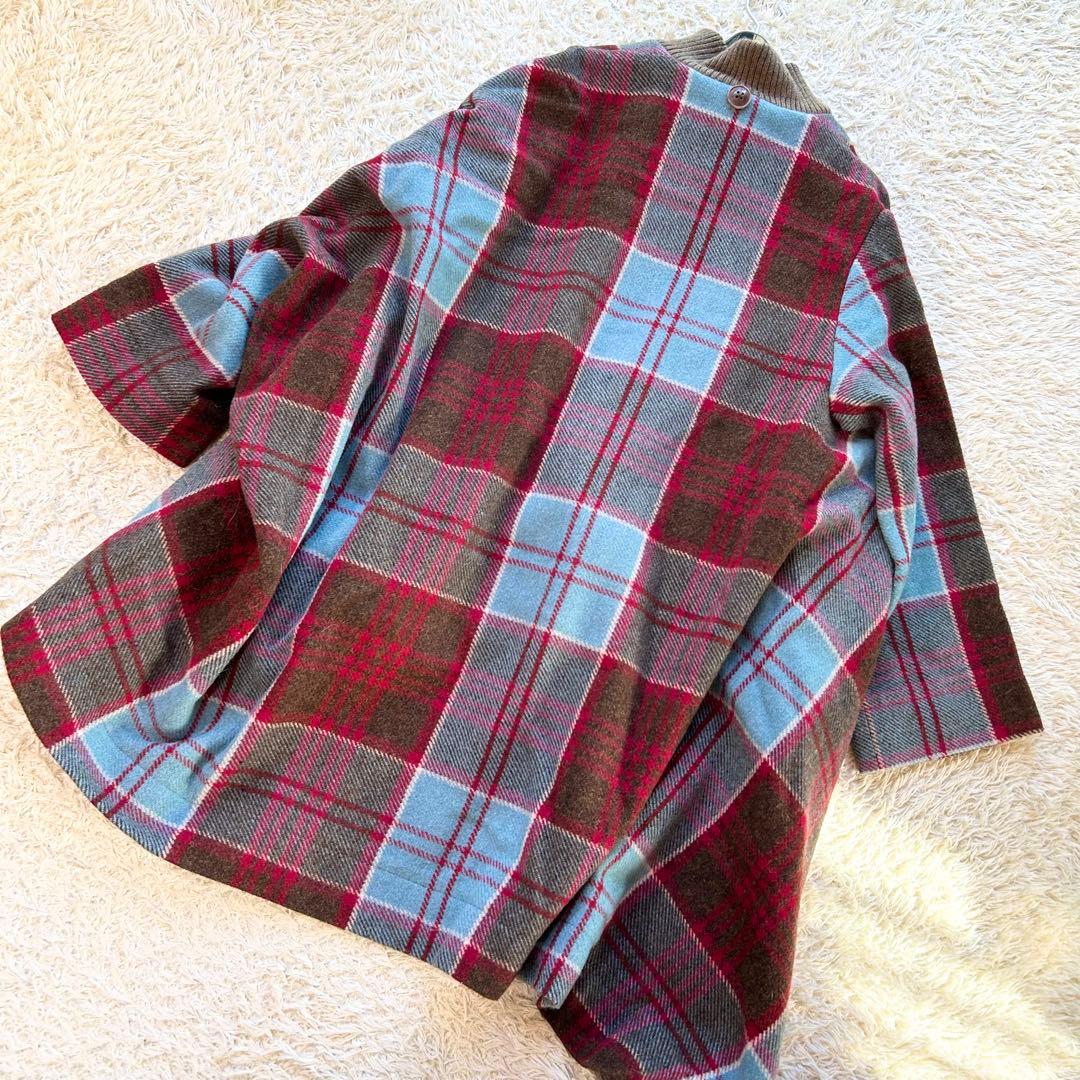 極美品✨ヴィヴィアンウエストウッド 変形ポンチョコート チェック マフラー付き