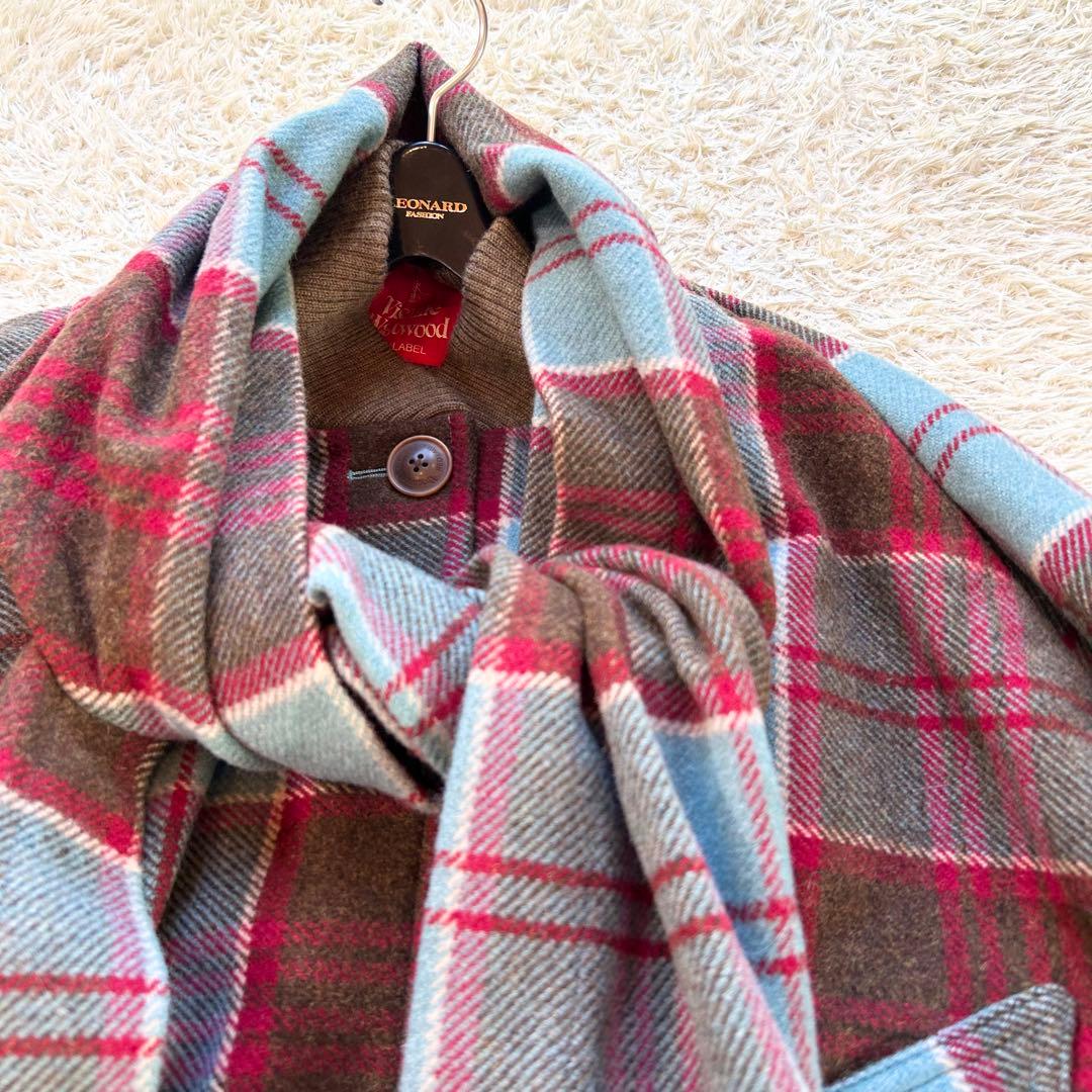 極美品✨ヴィヴィアンウエストウッド 変形ポンチョコート チェック マフラー付き