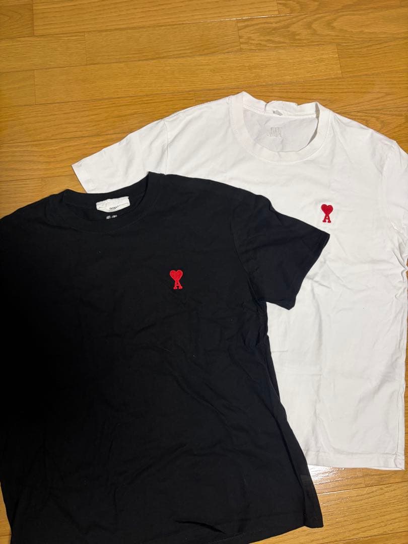 ami ハート刺繍 Tシャツセット 黒 白