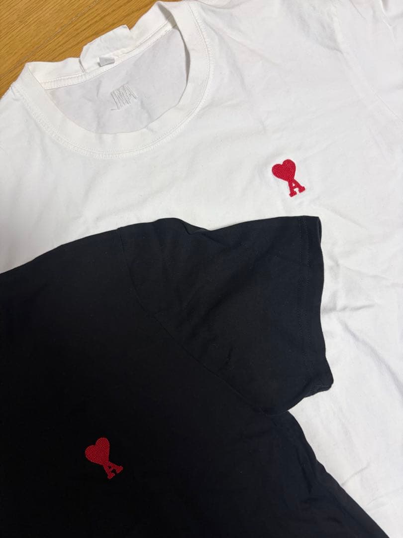 ami ハート刺繍 Tシャツセット 黒 白