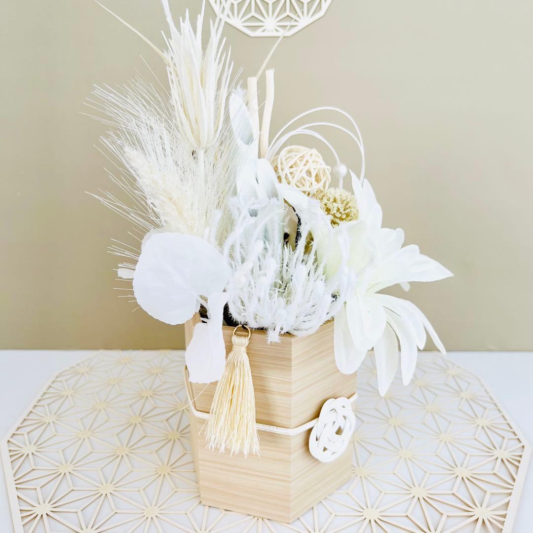 お正月飾り 門松 白 モダン門松 ハンドメイド 中201