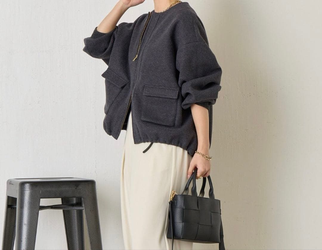 Jena espace merveilleuxウールライクファスナージャケット