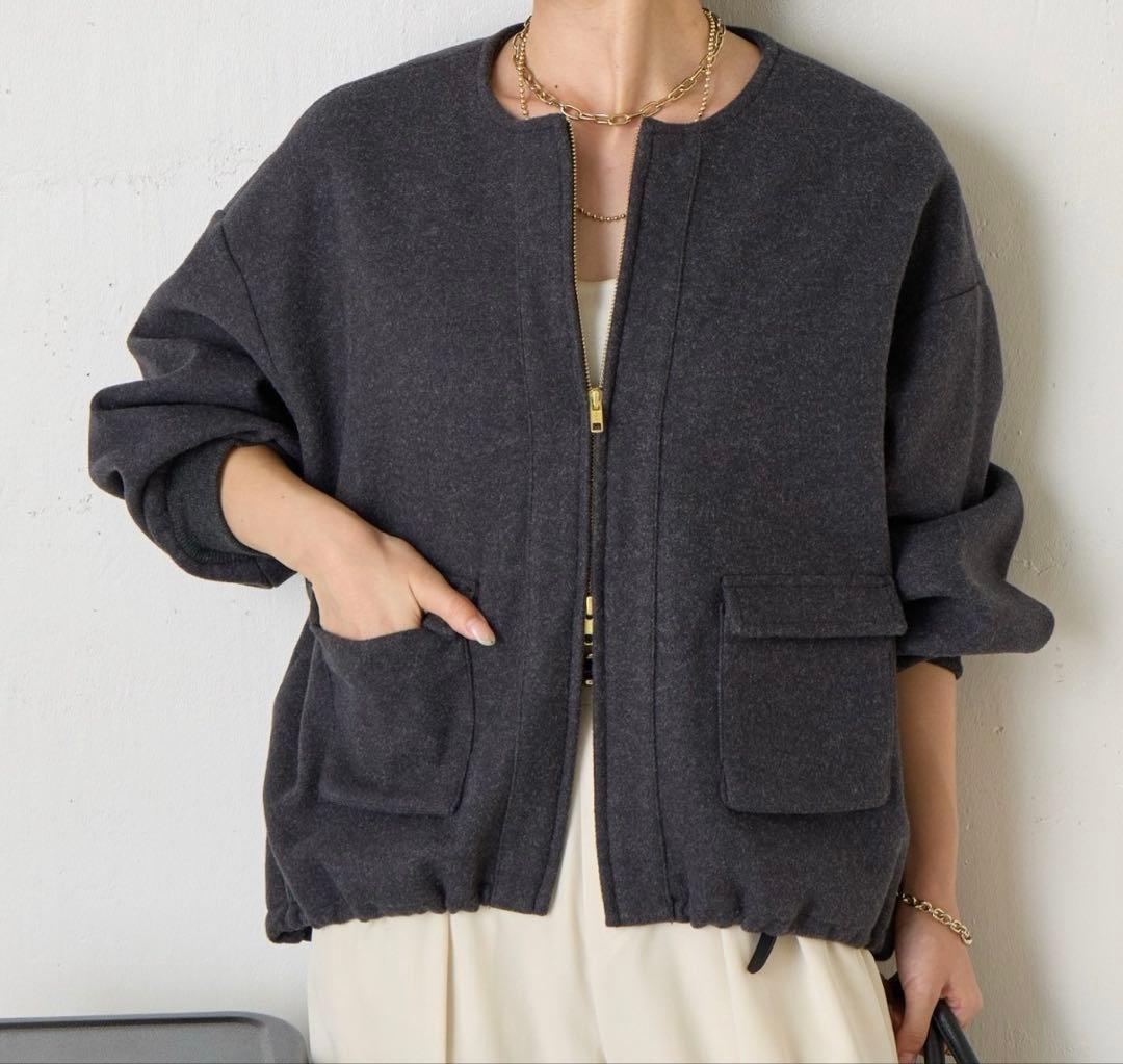 Jena espace merveilleuxウールライクファスナージャケット