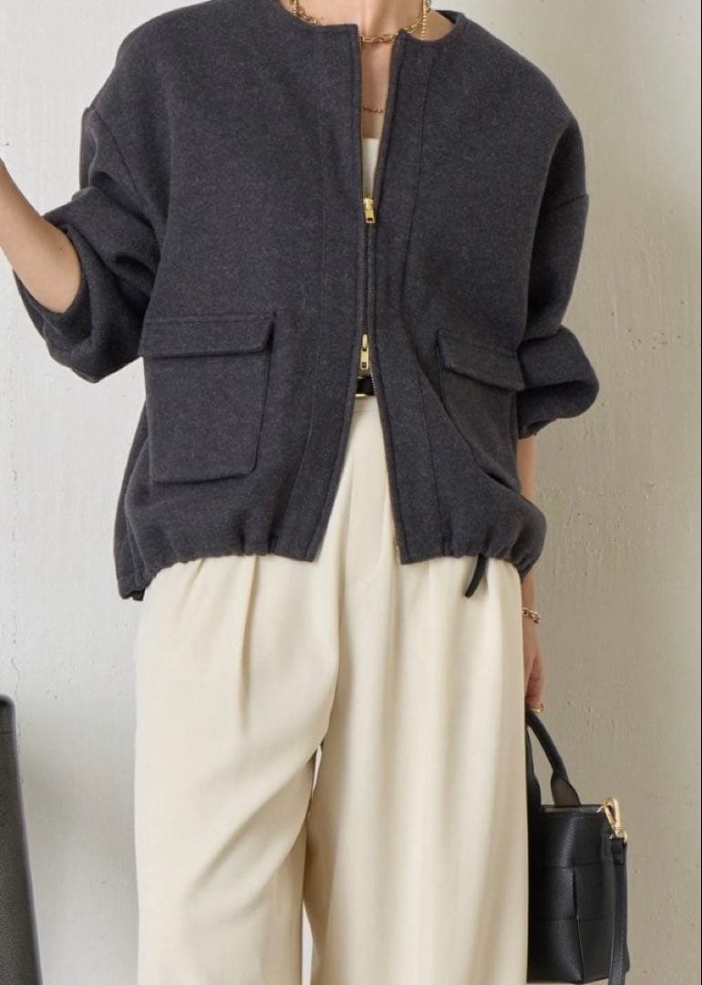 Jena espace merveilleuxウールライクファスナージャケット