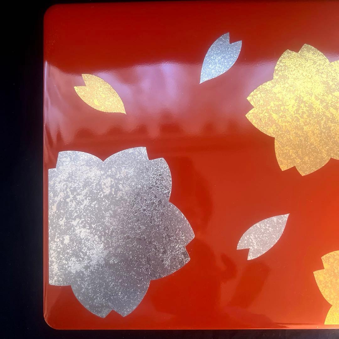 文箱　漆塗り　朱塗り　漆器　金箔　銀箔　桜　工芸品　伝統工芸　硯箱