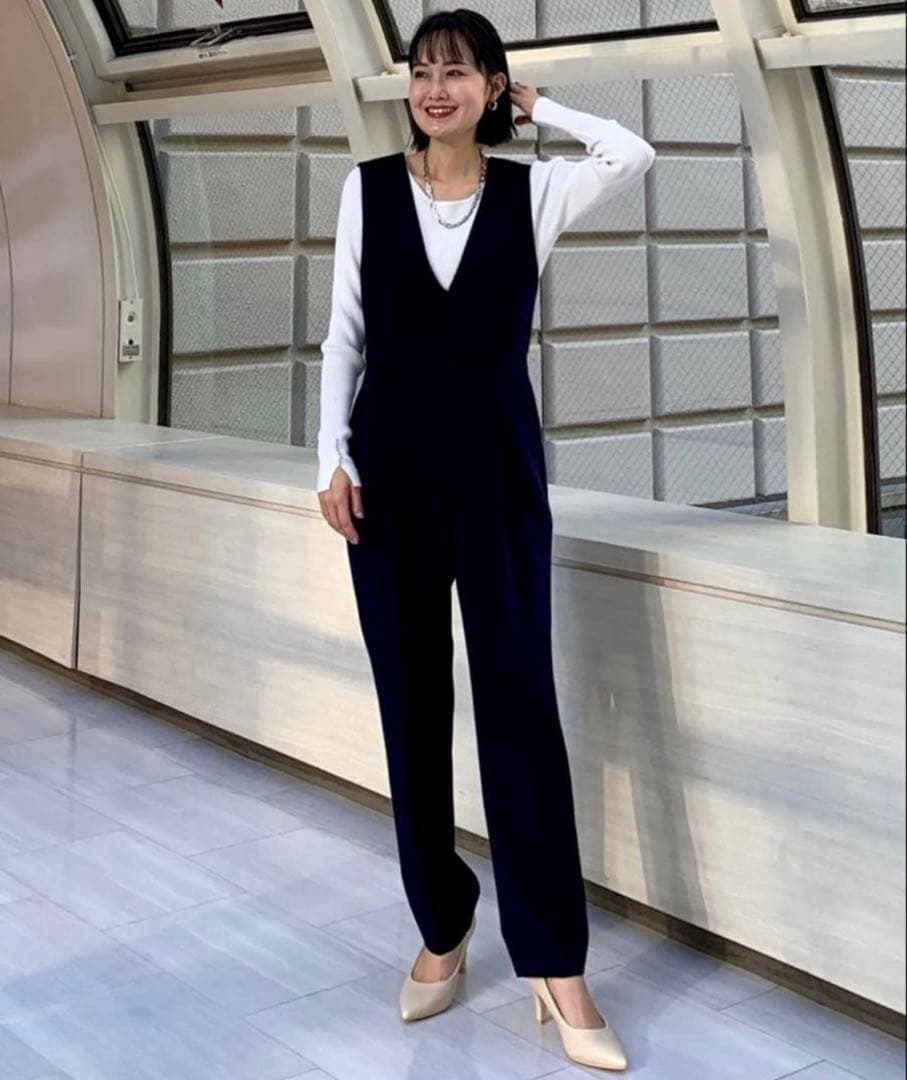 プラステ　ダブルクロスジャンパースーツ　ブラック