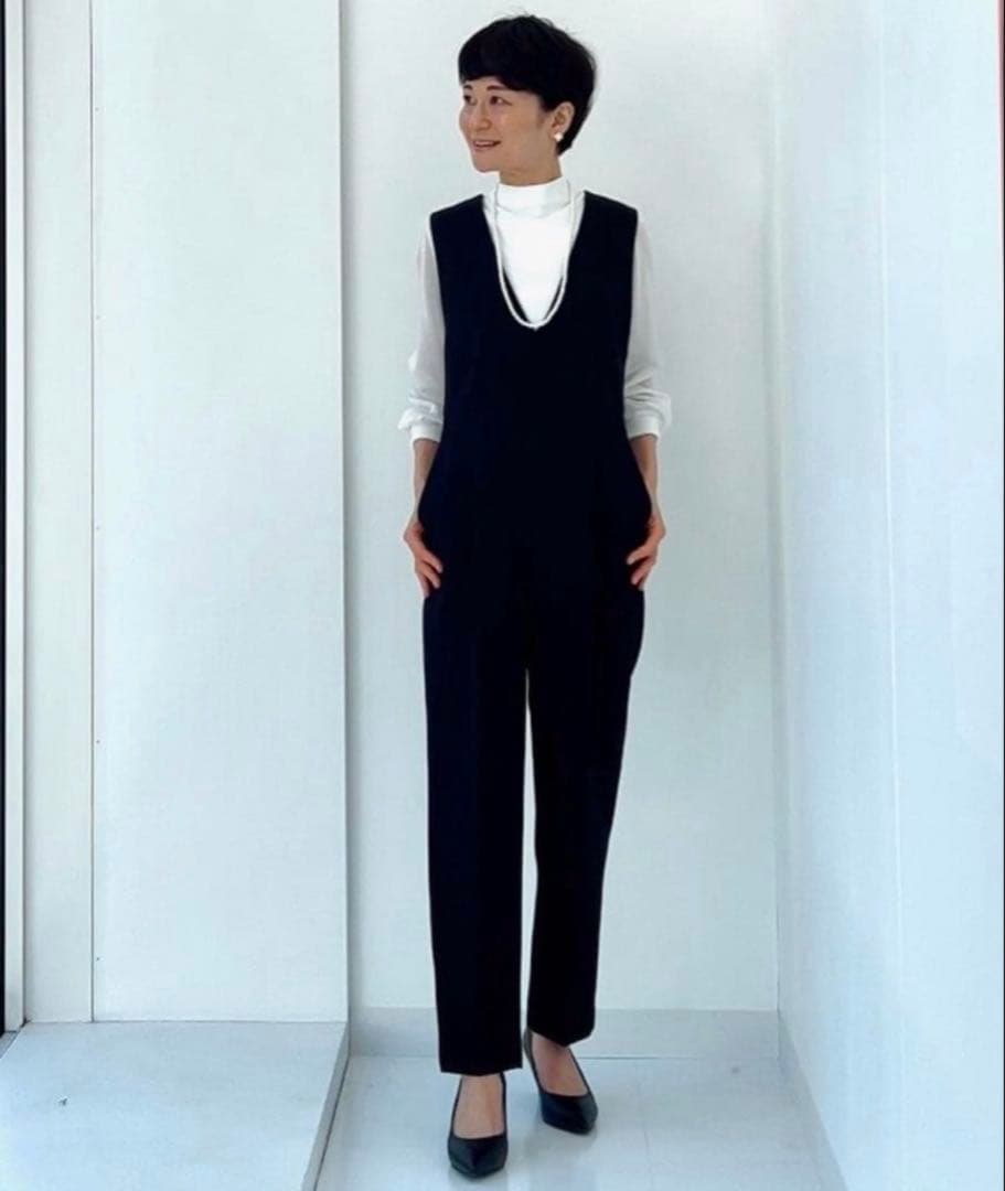 プラステ　ダブルクロスジャンパースーツ　ブラック