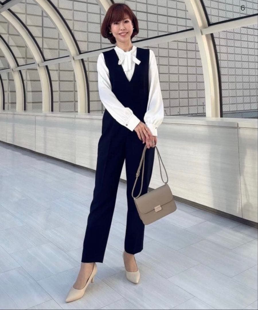 プラステ　ダブルクロスジャンパースーツ　ブラック