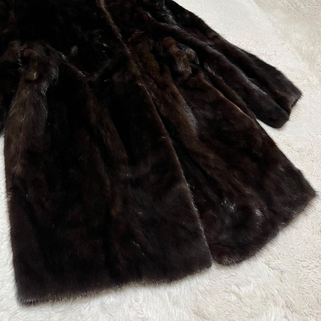サガミンク　銀タグ　毛皮　ミンク　ロングコート　ダークブラウン　XL 13