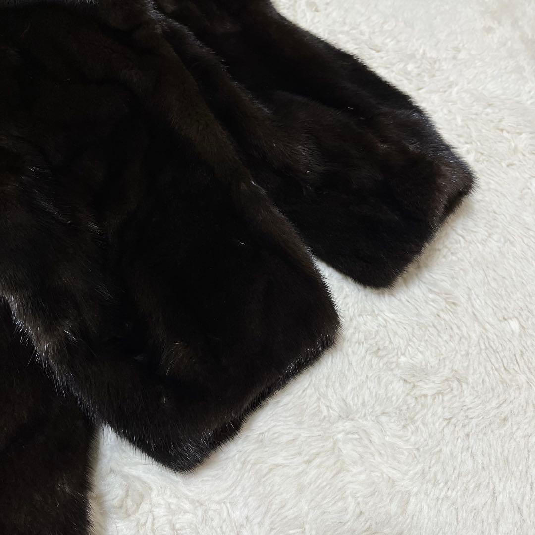 サガミンク　銀タグ　毛皮　ミンク　ロングコート　ダークブラウン　XL 13